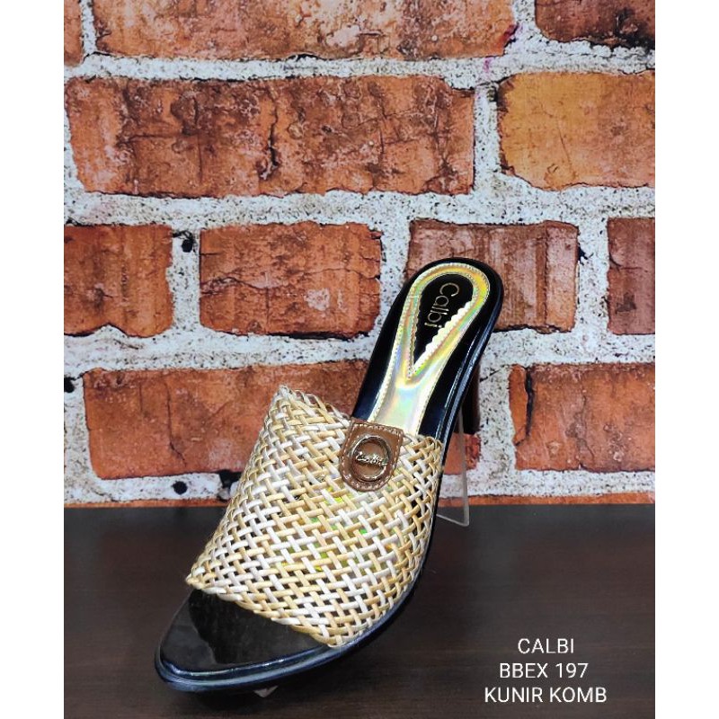 sandal wanita , sandal cewek , sandal slide hak/heels  CALBI