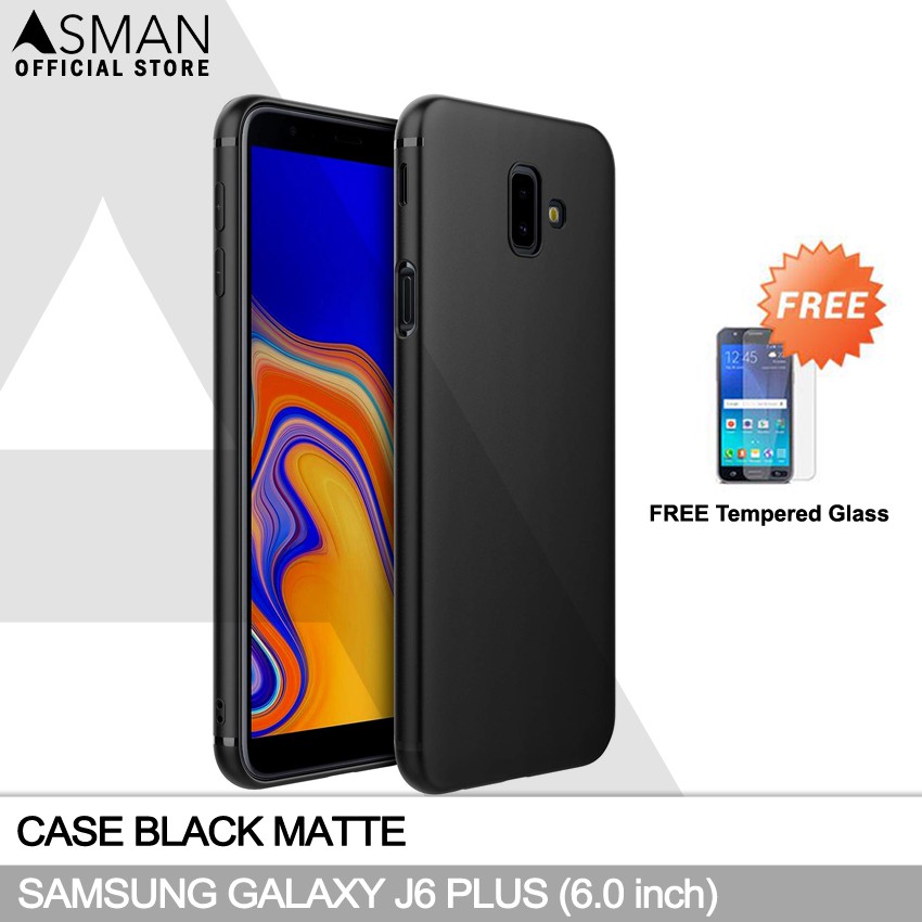 Ultraslim Samsung Galaxy J6 Plus (6.0&quot;) | Soft Case Black Matte + FREE Tempered Glass