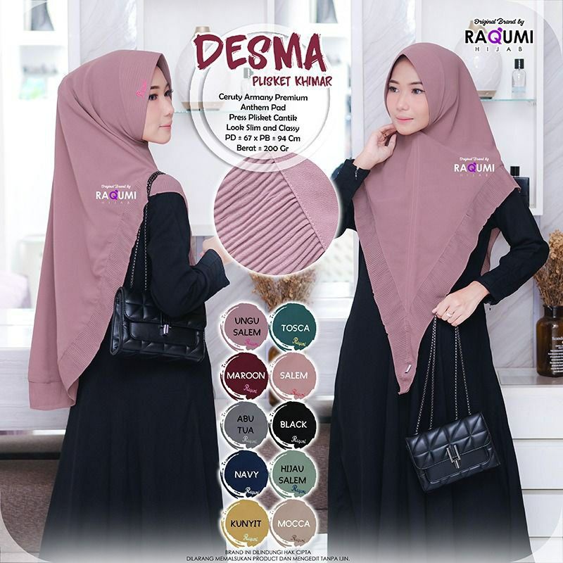 Jilbab Khimar Raqumi Desma Plisket Khimar