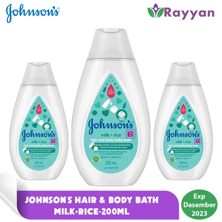 Johnson's Hair &amp; Body Wash Milk &amp; Rice 200 Ml Harum Wangi | Sabun Cair Johnson's | Sabun Mandi Bayi|Perlengkapan bayi|kebutuhan Bayi