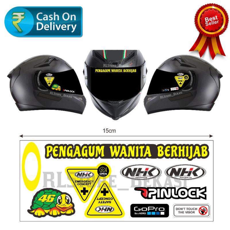 paket Stiker Visor Helm NHK PENGAUM Wanita Berhijab isi 10 stiker
