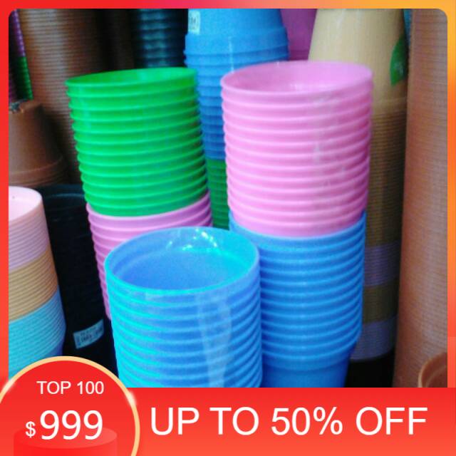 Pot bunga plastik - pot warna warni - pot cantik -pot uk8