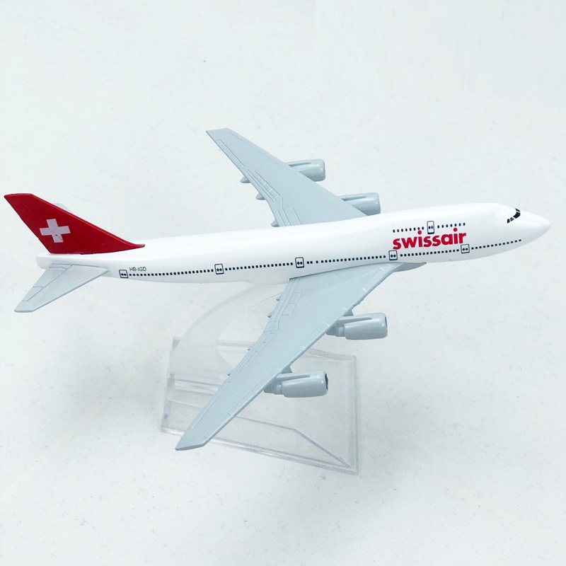 Swiss Air B747 Model Pesawat Swiss Airlines Boeing 747 Die-cast Metal Airplane Model Pesawat 16CM