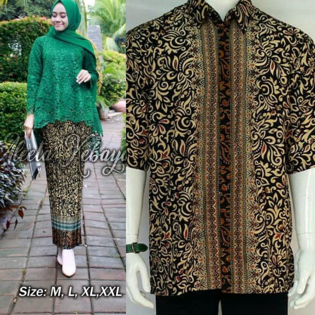 couple kebaya brokat rinjani rok prisket couple batik kemeja