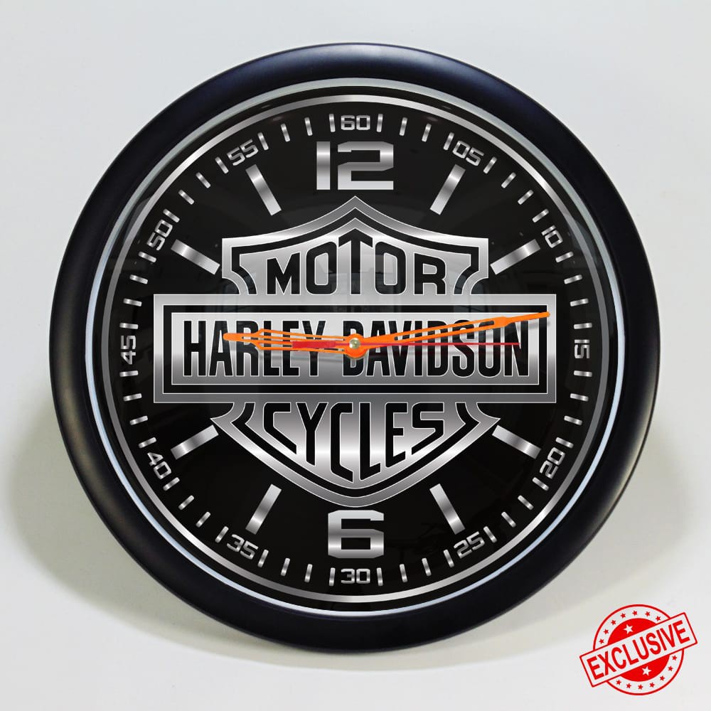 (ISTIMEWA BOSSQUE) JAM DINDING CUSTOM HARLEY DAVIDSON SILVER GOLD - EXCLUSIVE