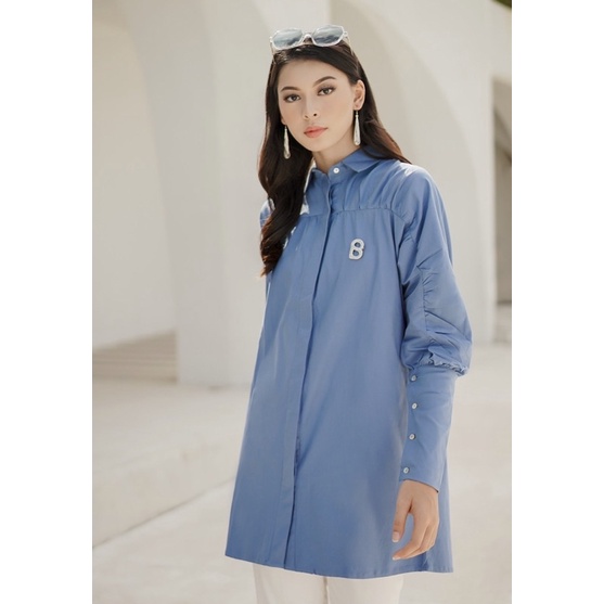 SALE size M marina shirt blue benang jarum by buttonscarves
