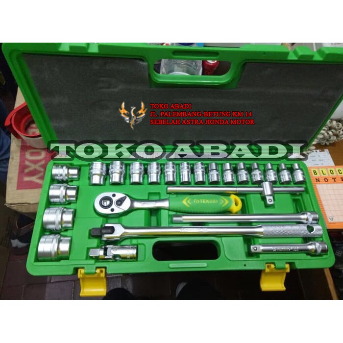 kunci sock set Tekiro 8-32 mm 1/2” 24 pcs 6pt (plastik)