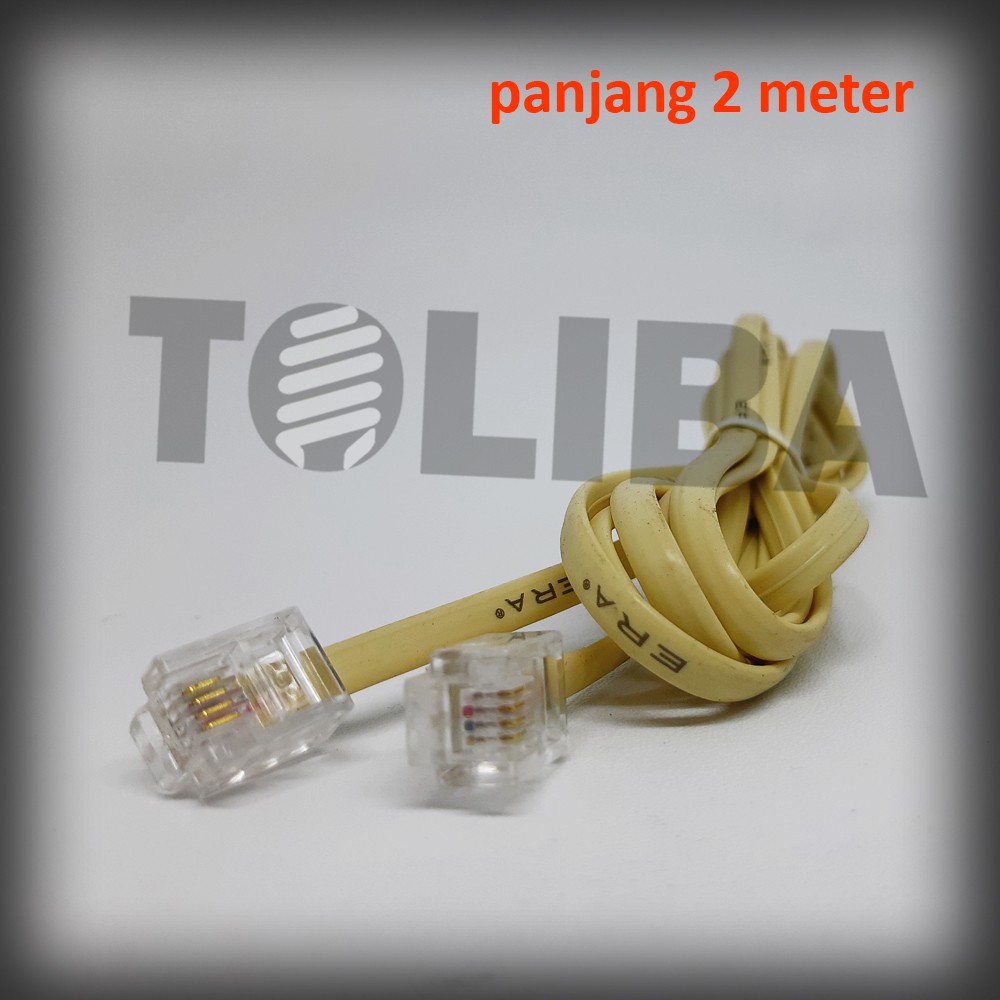 kabel telepon 2m 5m 10m kabel telpon 2 meter+jack pin rj11
