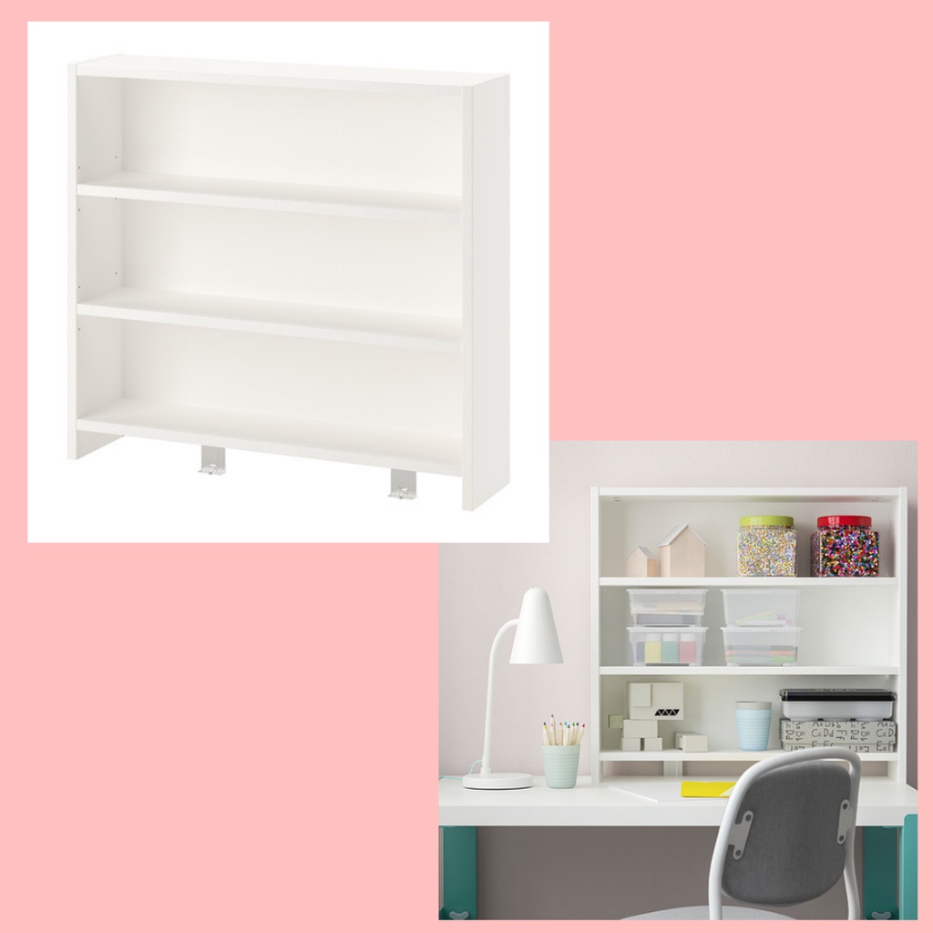 PAHL Rak atas meja warna putih uk 64x60 cm, rak buku, rak serbaguna, rak kayu, rak putih, rak gantun