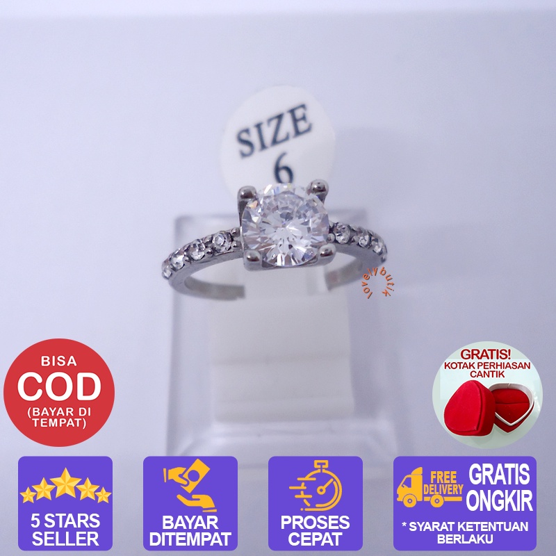 Lovelybutik - Cincin Titanium Wanita Anti Karat Sakura Anti Hitam BONUS KOTAK PERHIASAN