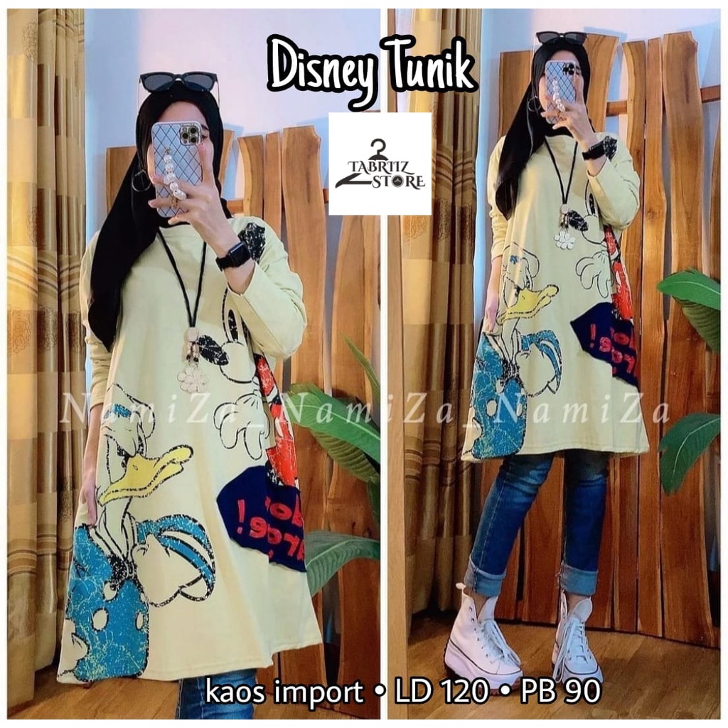 disney tunik dress dres pakaian baju atasan midi syari kaos jumbo oversize bigsize ld 120 xxxxl mela