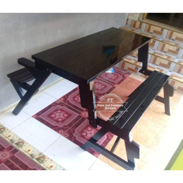 Meja Kursi Lipat Kayu Jati, Kursi Kafe Model Lipat, Kursi Magic Cafe Full Jati Tua