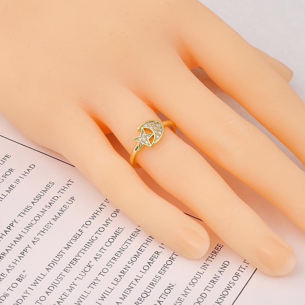 In Golden Moon XINGX cincin perhiasan elegan mikro bertatahkan ekor cincin wanita