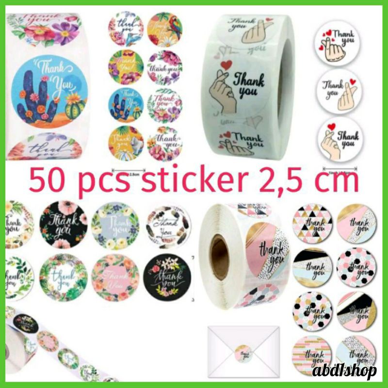 

Sticker Thank You 50 pcs sticker ucapan terima kasih souvenir lebel kemasan sicker murah