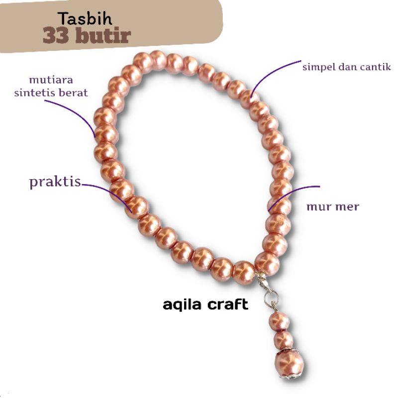 TASBIH MUTIARA SINTETIS 33 BUTIR