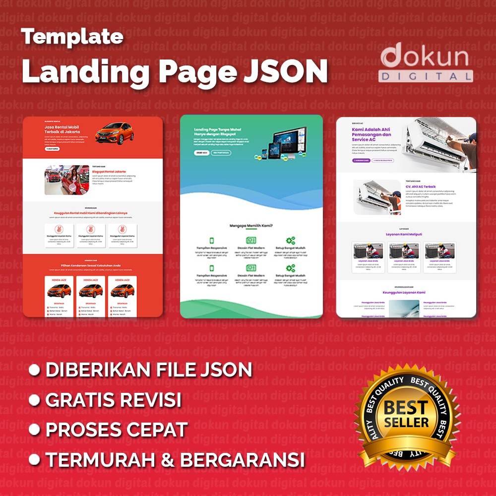 Template Landing Page JSON / Template JSON / Website Elementor, Divi dan lainnya Termurah