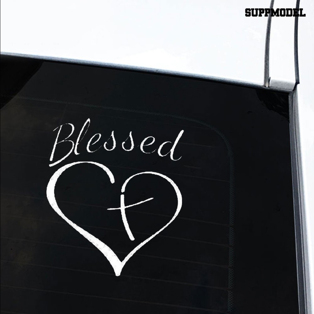 Supmodel Blessed Heart Cross Car Truck Vehicle Body Window Reflective Decal Sticker Decor