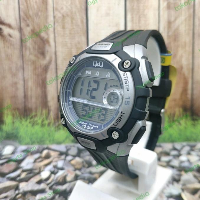 Jam Murah Jam Tangan Pria Q&Q Qq Digital Strap Karet Hitam M083J002Y Original