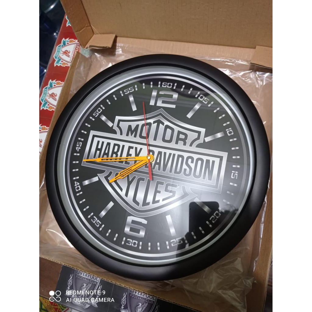 (ISTIMEWA BOSSQUE) JAM DINDING CUSTOM HARLEY DAVIDSON SILVER GOLD - EXCLUSIVE