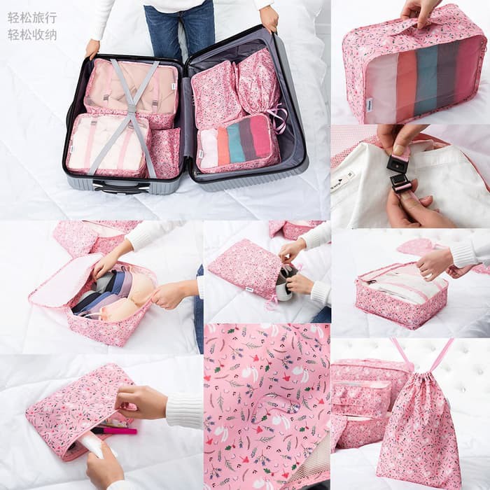 NEW 6 in 1 PREMIUM Traveling Bag in Bag Flamingo Doky