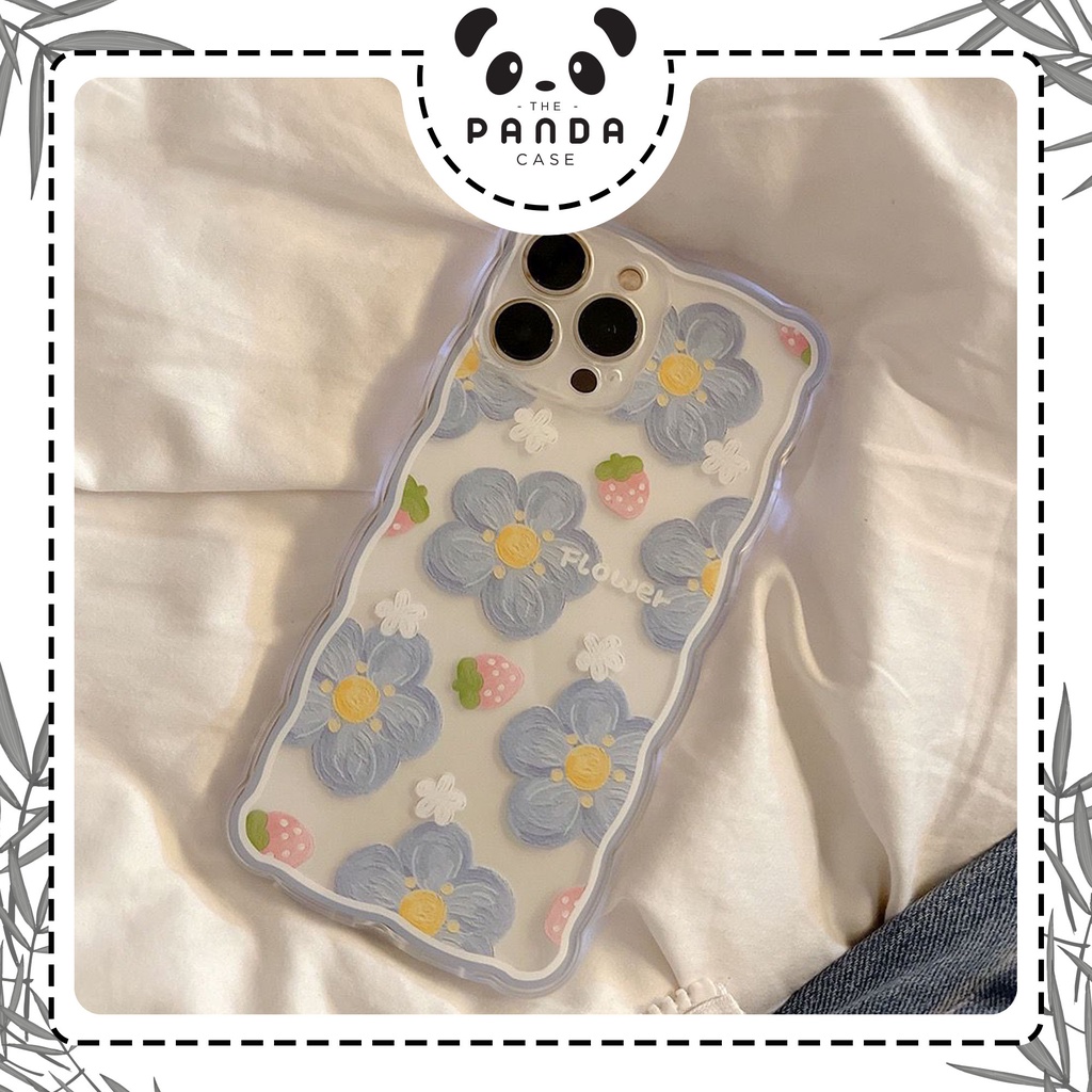 [TPC] SOFT CASE Iphone HP Blue Flower Korean 6 6S 7 8 PLUS X XS MAX XR 11 12 13 MINI PRO PROMAX IP036