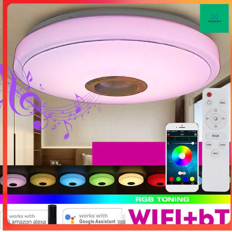 TD - CGH Smuxi Lampu LED RGB Plafon Light Bluetooth Speaker 36W 33cm - BR1530