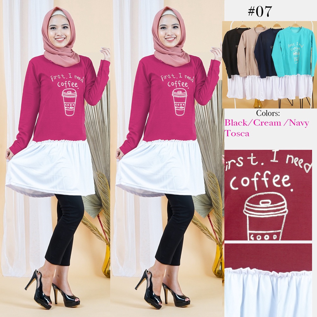 Baju atasan Tunik fashion muslimah Cofee