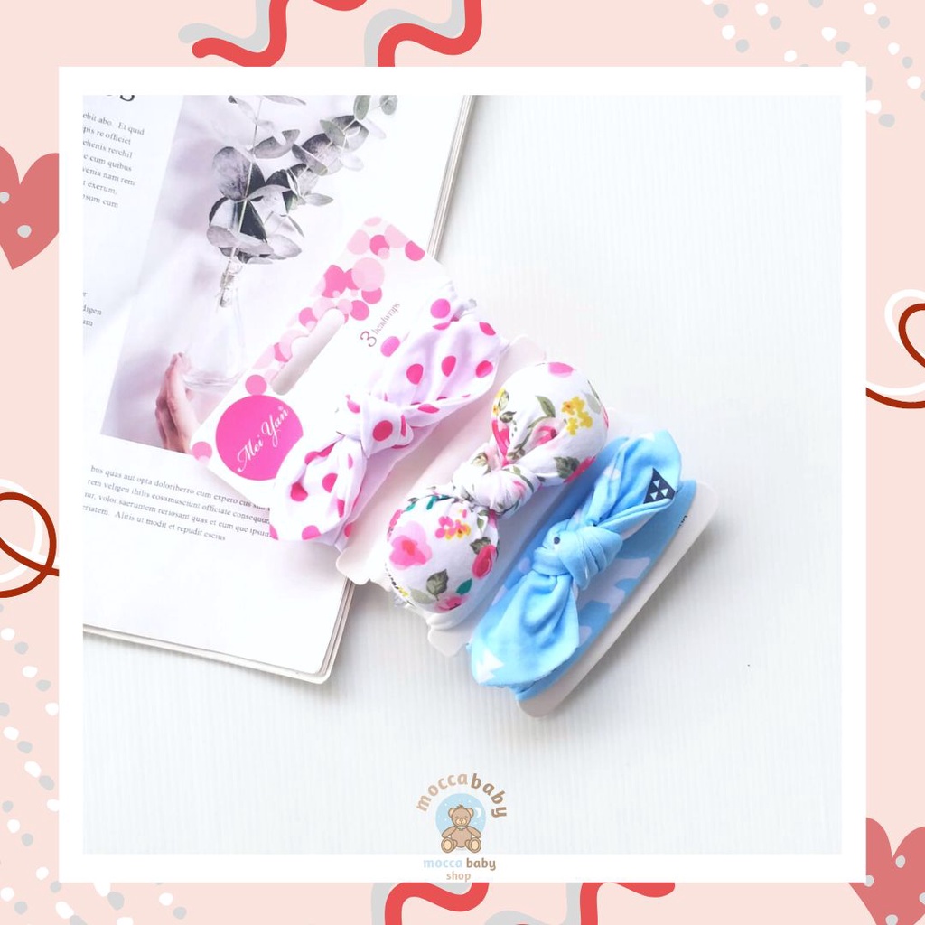 MBSS - BANDANA MOTIF A Bandana Set isi 3 Motif Beda / Headband Bayi Newborn Anak Perempuan Part 3