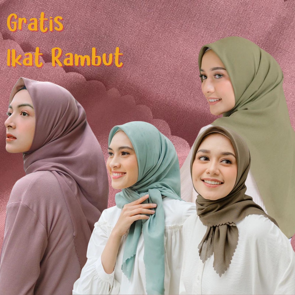 Daily Hijab Bella Lasercut / Kerudung Segiempat Basic Laser / Jilbab Bella Square Premium-2