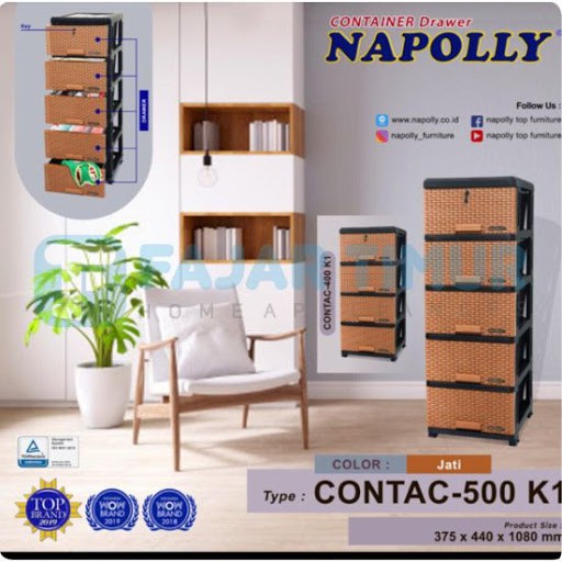 Lemari PLastik Napolly Laci susun 4 dan 5 dengan motif ROtAN..hanya untuk wilayah cikarang & bekasi