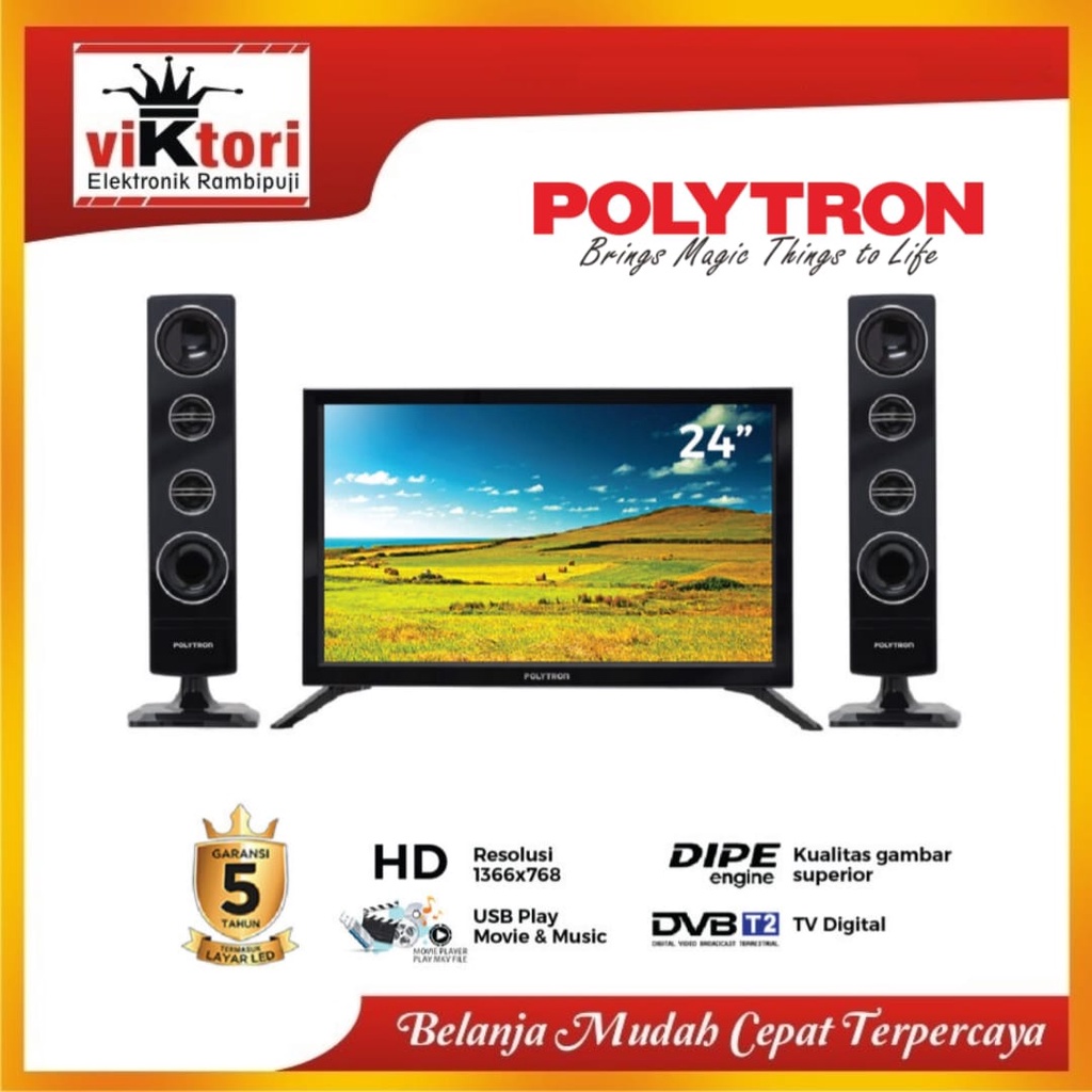 POLYTRON DIGITAL TV 24″ PLD24TV / TV LED 24 inch Polytron Speaker Tower / Polytron Cinemax Digital T
