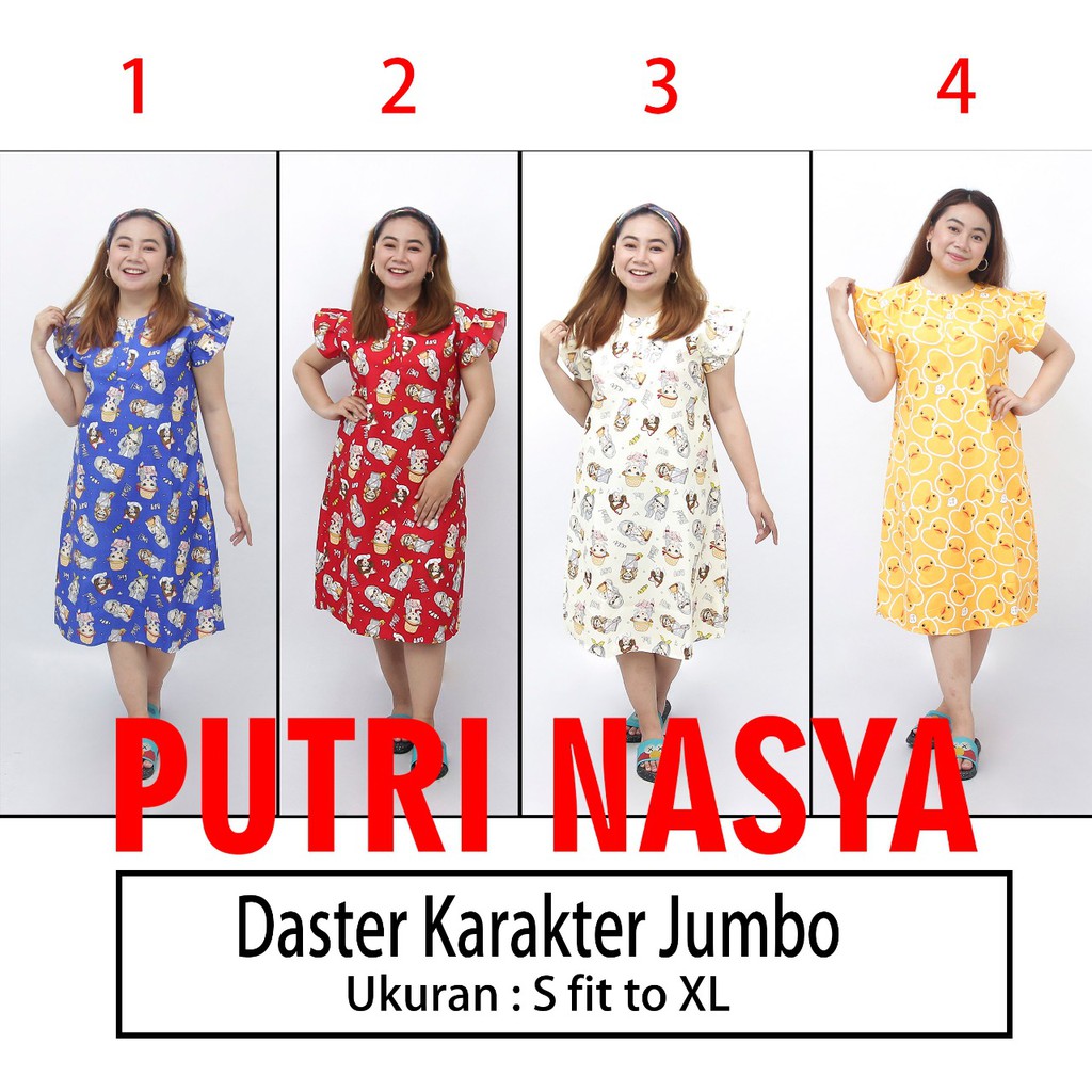 DASTER KARAKTER lengan pendek/motif campur leher BUSUI KATUN JEPANG KANCING DADA BUMIL BIASA LUCU