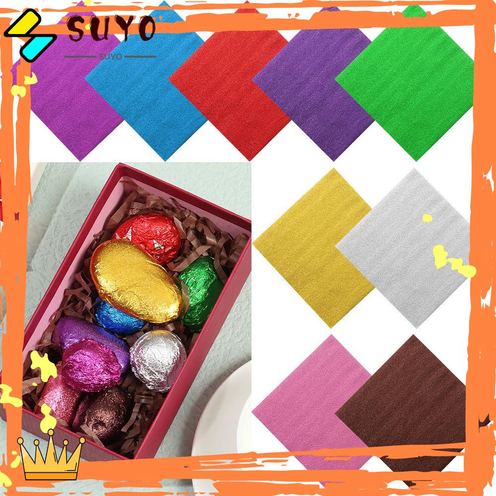 Suyo 100pcs / Set Kertas Timah Aluminum Foil Motif Emboss Variasi Untuk Dekorasi Pesta