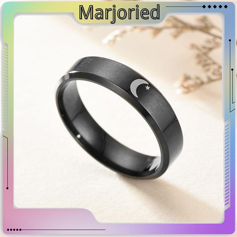 Simple Moon Sun Couple Trendy Wide Love Rings Hadiah Indah untuk Pacar Pacar di Hari Valentine-MJD