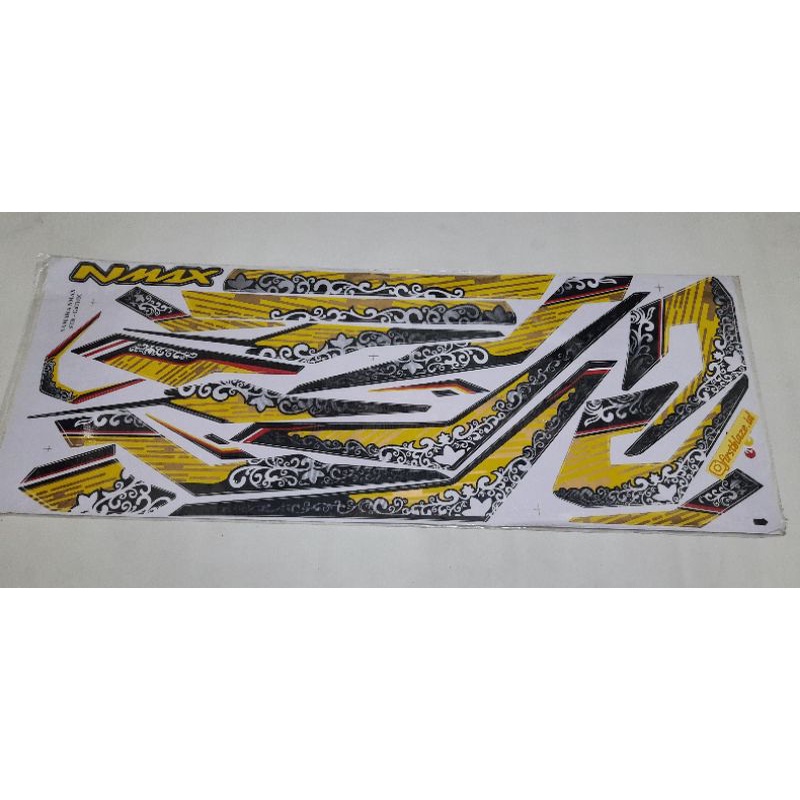 STRIPING NMAX OLD DECAL GLOSSY KUNING HITAM 1 SET POTONGAN