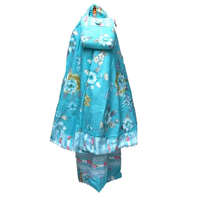 Mukena katun jepang bunga- biru