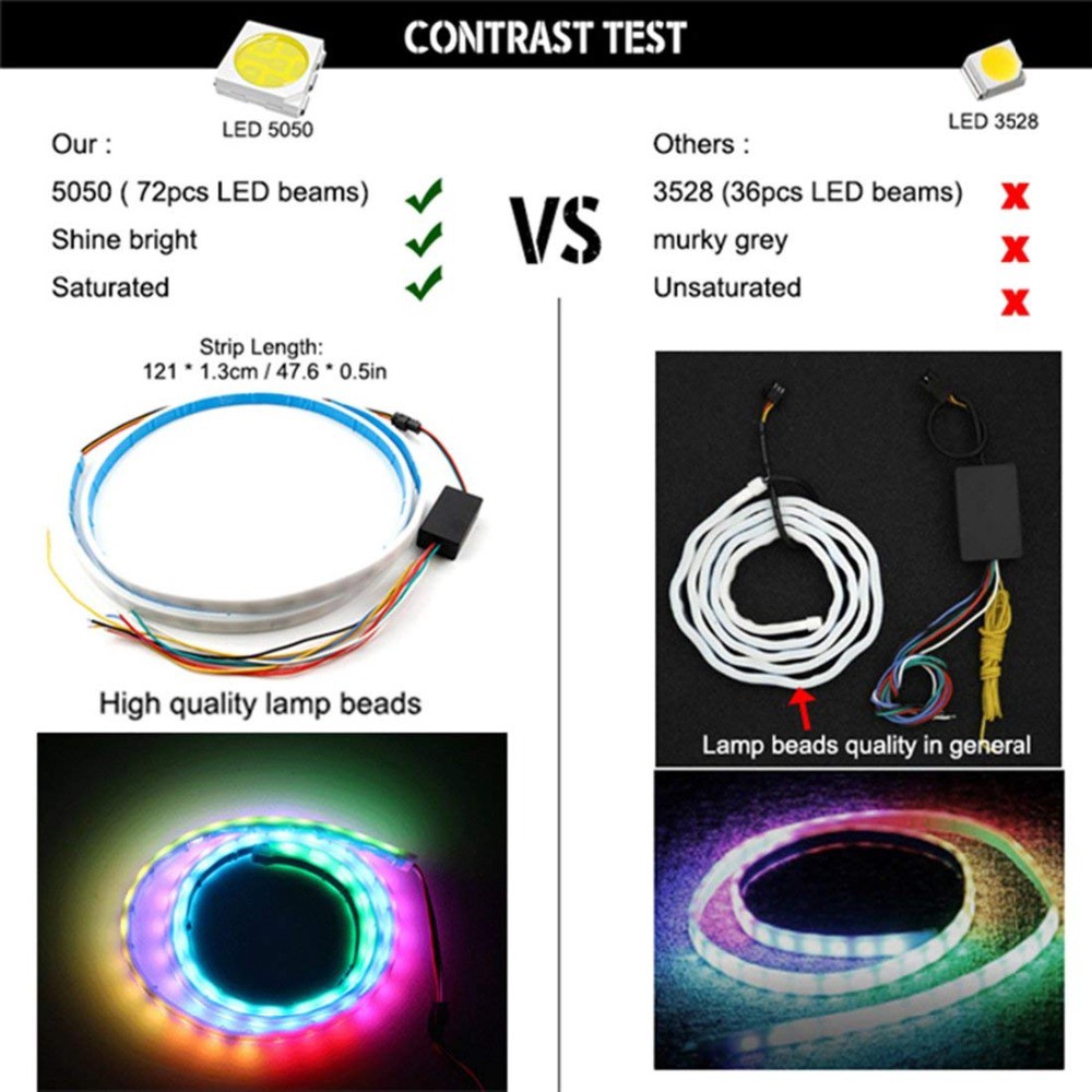 Car Tail Light RGB Colorful Flowing LED Trunk Strip Trunk Dynamic Blinkers Led Turn Light LED DRL Light