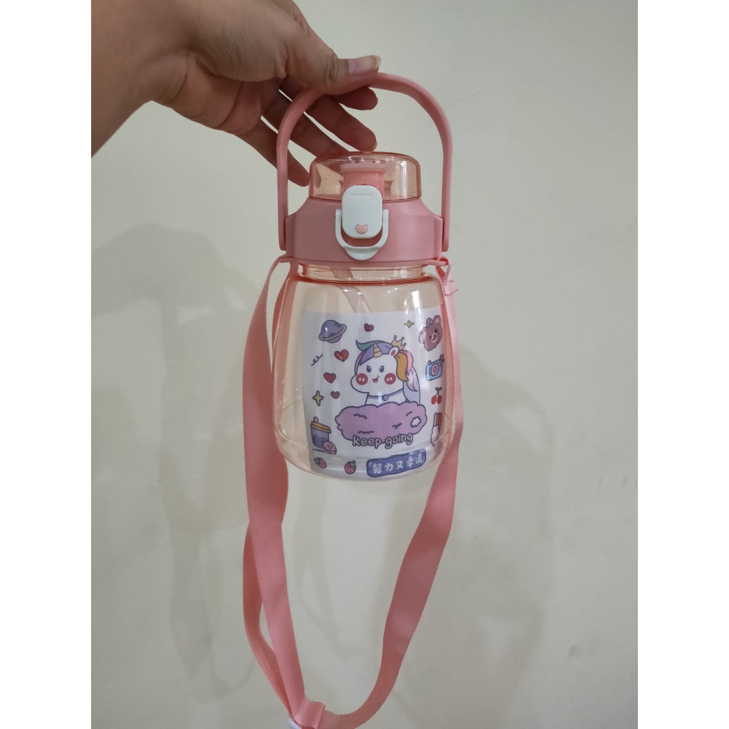 Botol Minum Anak Big Belly Children Cup + Sticker + Handle/Gagang/ Cangkir Air Minum 1100ml + Tali