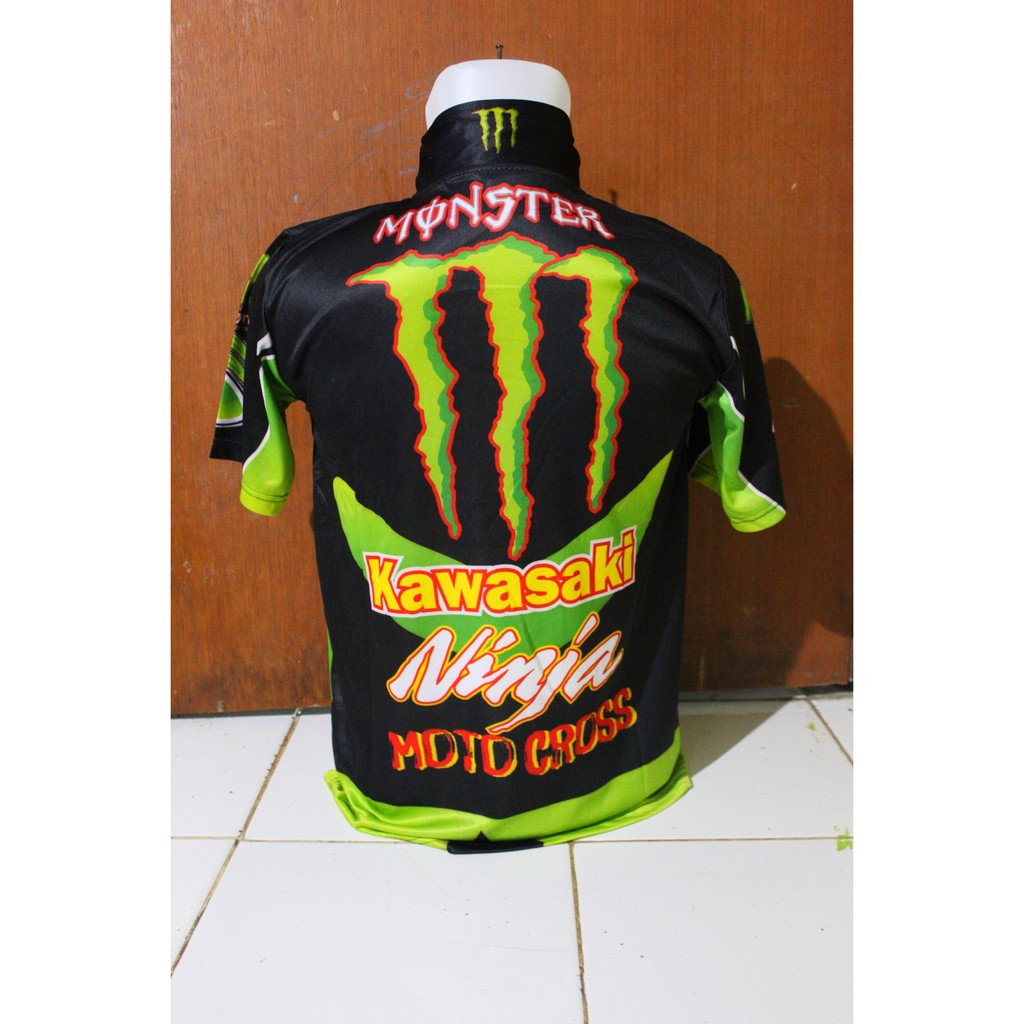 jerse baju motor cross kawasaki ninja dewasa krah