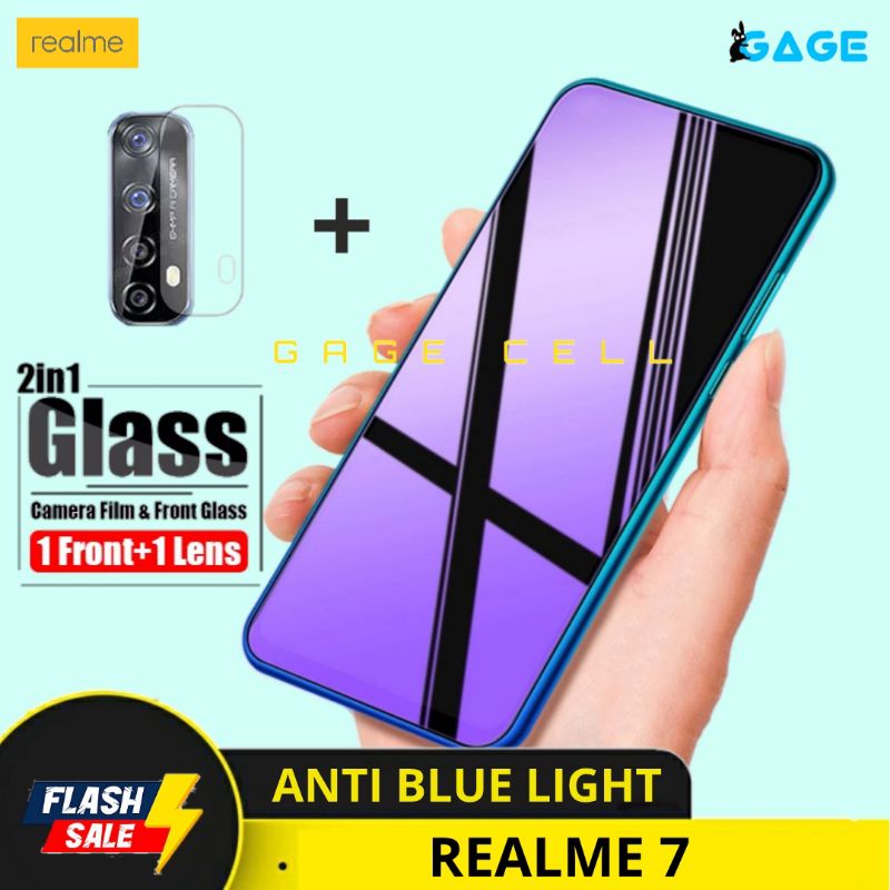 2in1 TEMPERED GLASS TG ANTI BLUE LIGHT RAY FULL LAYAR KAMERA REALME 7 REALMI 7 SCREEN PROTECTOR