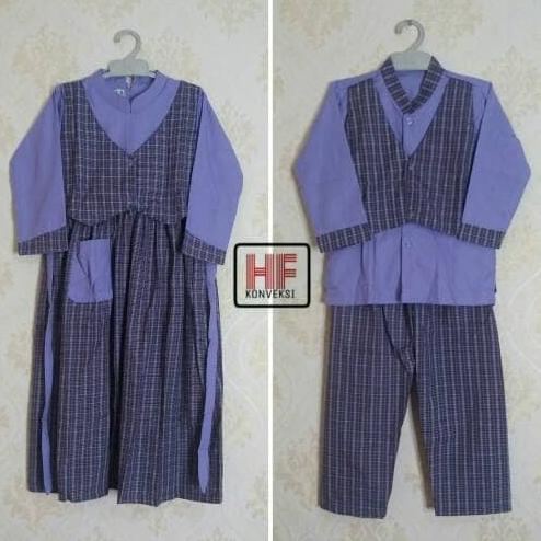 Seragam Muslim Anak Tk / Baju Muslim Gamis TK Ungu Rompi kotak