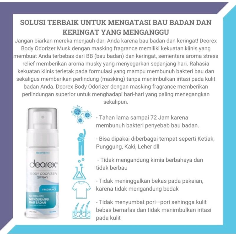 DEOREX SPRAY NEW Membantu Mengurangi Bau Badan 60ml