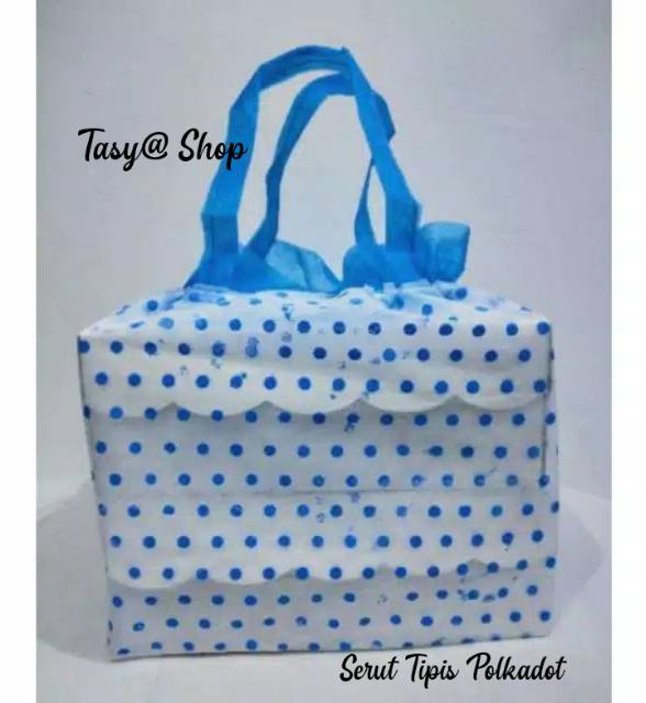

Tas serut tipis polkadot UK.22x22 untuk hajatan walimahan tasyakuran