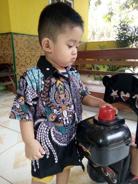 Hem Batik Pria Pendek Lawasan Sogan/pari Salur/parang Black/merak Papua Ori By Batiek Solo Dc270927