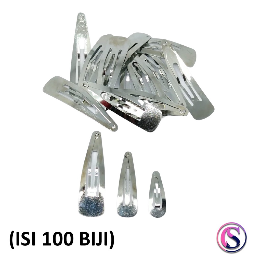 [ Isi 100 biji ] Jepit tik tok silver / jepit rambut 3.2 cm 4 cm 4.6 cm 5.5 cm 6 cm