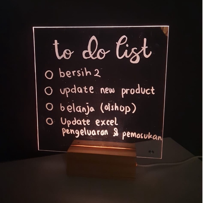 

acrylic note board | akrilik planner / acrylic note board led / acrylic planner led /Papan Tulis | Table Decor | Hiasan Kamar/Dinding/schedule board/ Papan tulis acrylic LED/ Papan Tulis Akrilik / Acrilic Note / Acrilic Board With LED Wooden