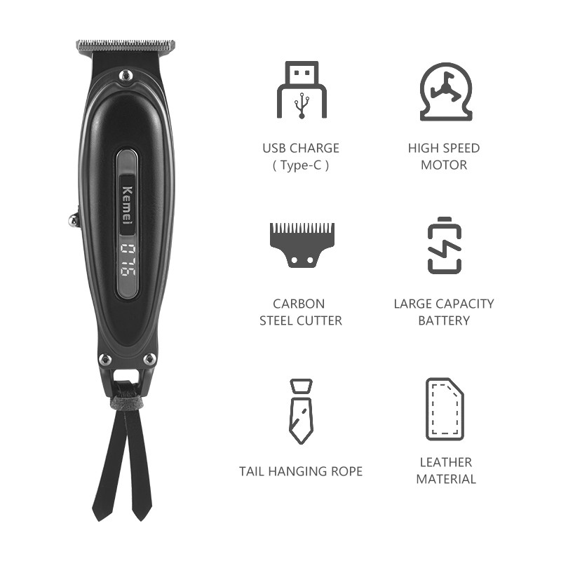 Kemei 1945 Original Alat Cukur Rambut Clipper Detailer Trimmer KM1945 LED Digital Display