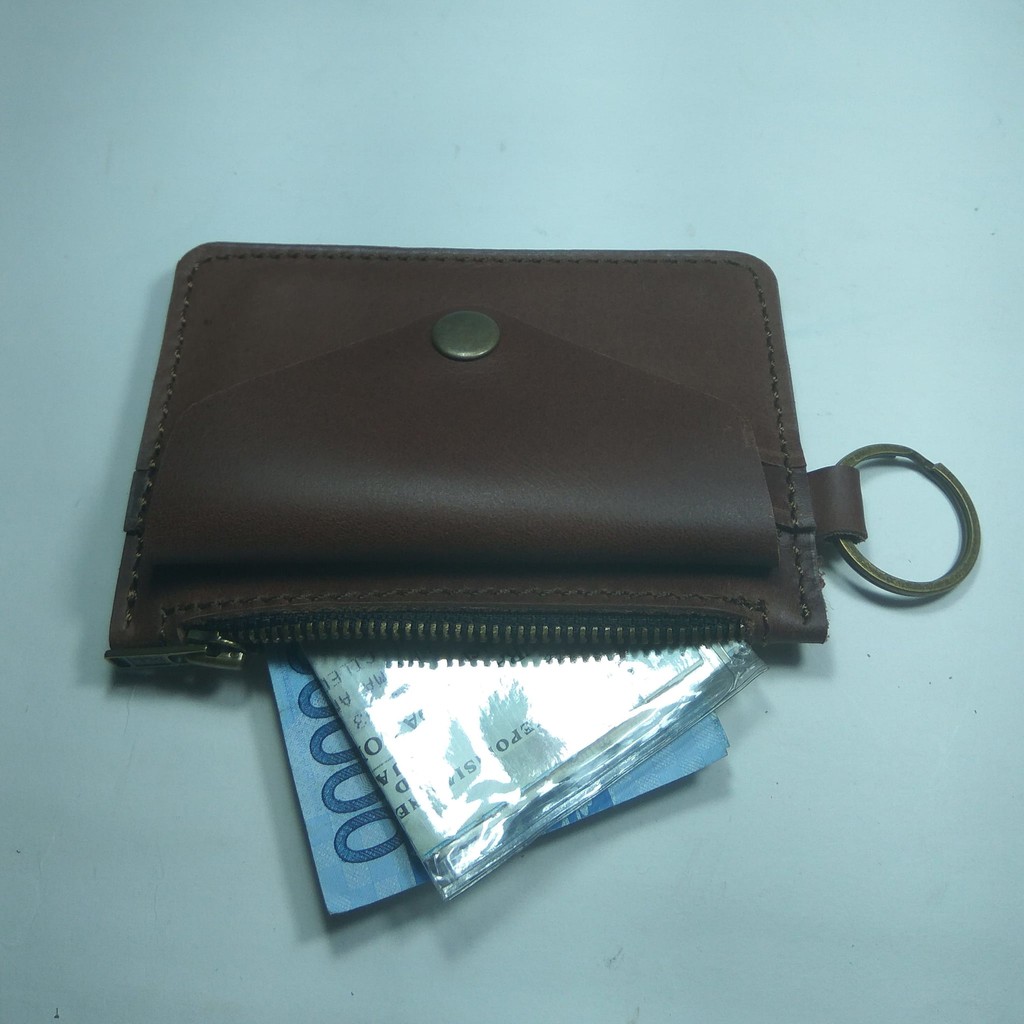 dompet multi fungsi kartu - sim - stnk - uang - gantungan kunci coklat