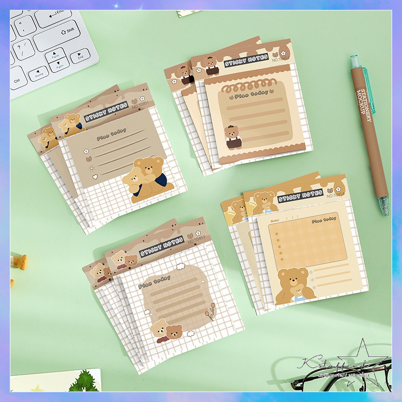 [kstuffind] 60 lembar post it daily planner karakter beruang lucu