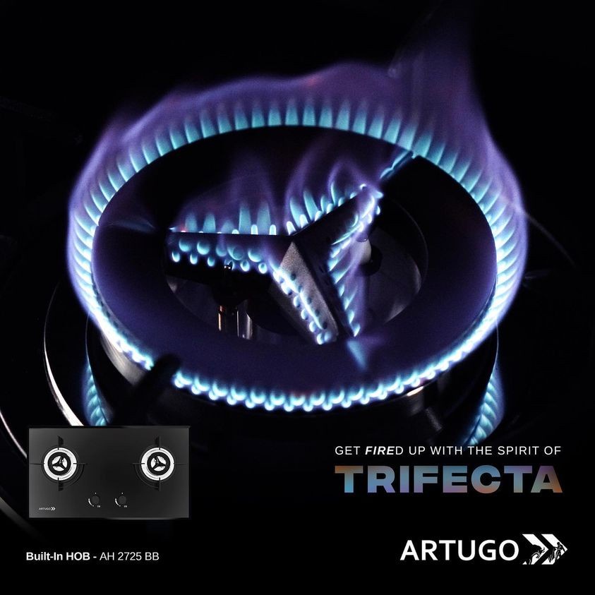 Artugo Built In Glass Gas Hob/Kompor Tanam Gas AH 2725 BB Panjang 75cm